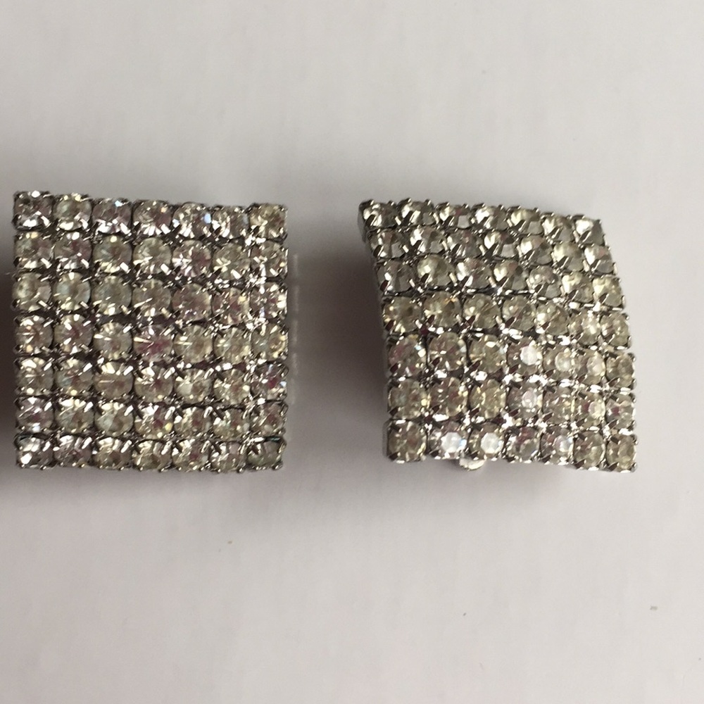Marie Ferra Rhinestone Clip Earrings